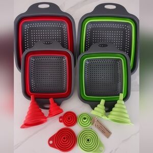 EXTRA Large Foldable Colander SET with FREE Funnel
